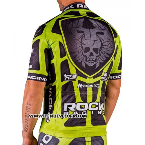 2016 Maillot Ciclismo Rock Racing Vert et Marron Manches Courtes et Cuissard